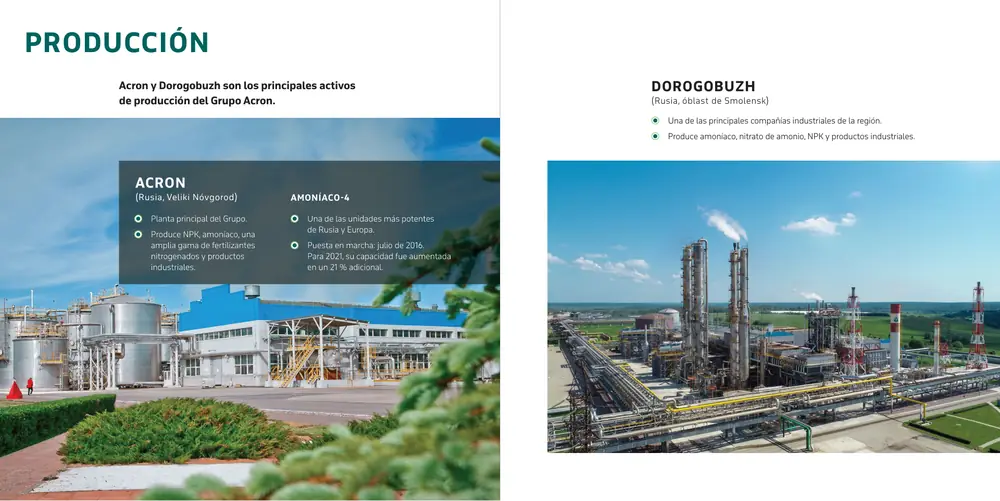 Página 8: ACRON (Rusia, Veliki Nóvgorod) DOROGOBUZH (Rusia, óblast de Smolensk) Planta principal del Grupo. Produce NPK,