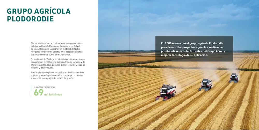 Página 11: GRUPO AGRÍCOLA PLODORODIE En 2008 Acron creó el grupo agrícola Plodorodie para desarrollar proyectos agrícolas