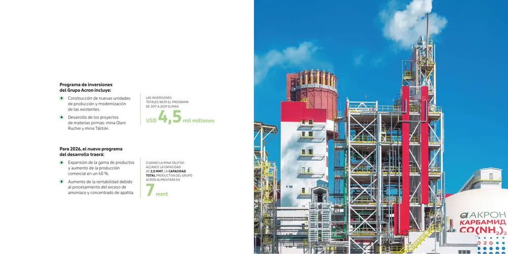 Página 14: Programa de inversiones del Grupo Acron incluye: Construcción de nuevas unidades de producción y modernización