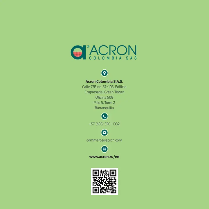 Página 30: Acron Colombia S.A.S. Calle 77B no. 57–103, Edificio Empresarial Green Tower Oficina 508 Piso 5, Torre 2 Barra