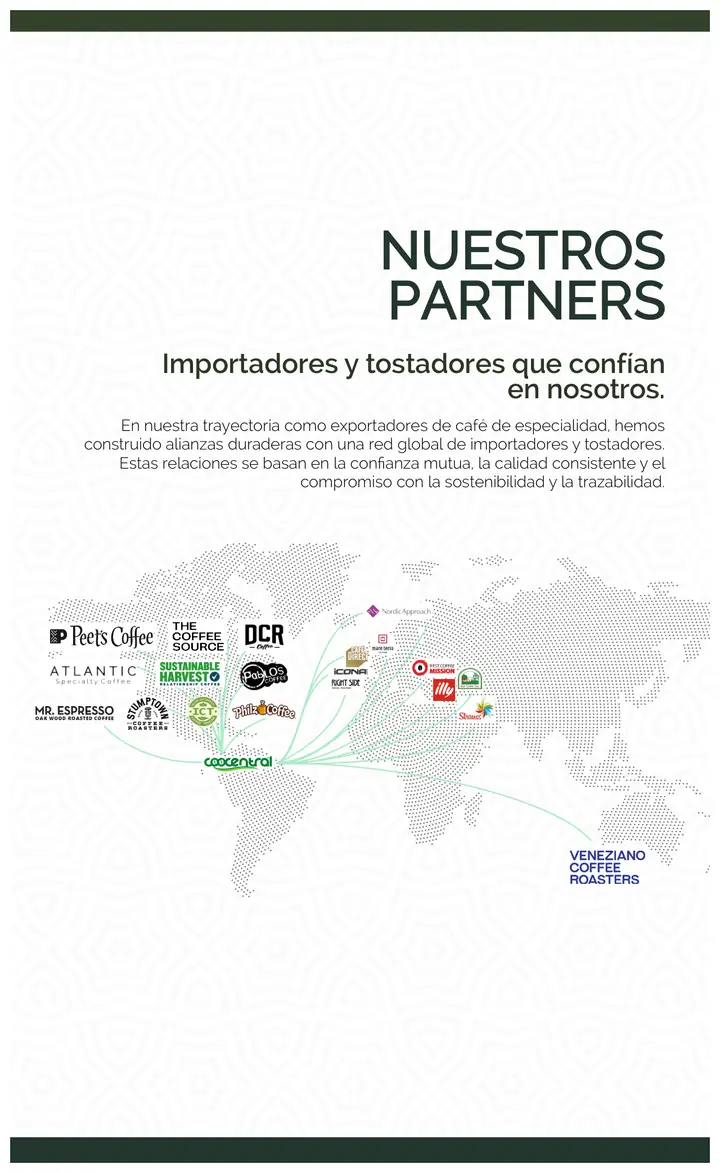 Página 22: NUESTROS PARTNERS En nuestra trayectoria como exportadores de café de especialidad, hemos construido alianzas 